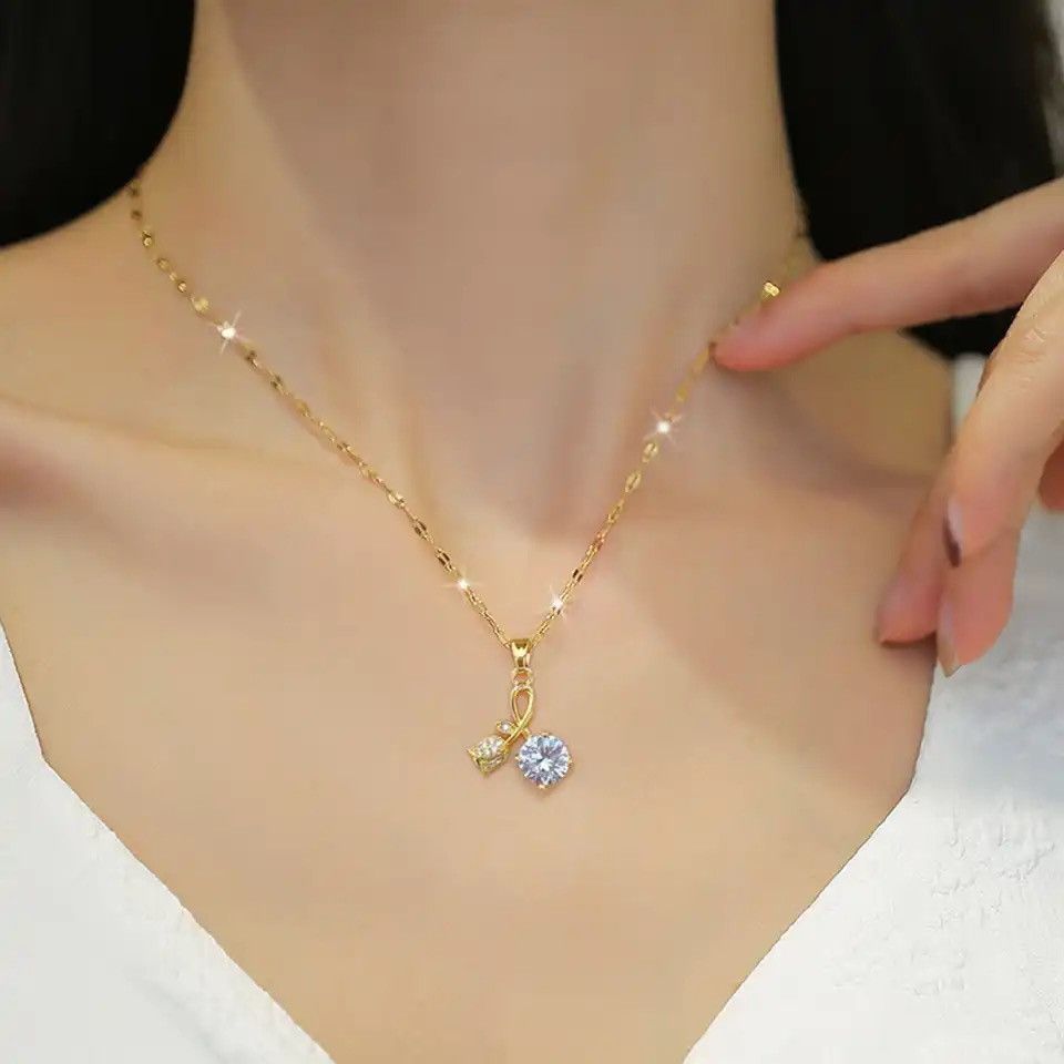 Other Bling CZ Stone Rose Necklace Size ONE SIZE - 3 Thumbnail