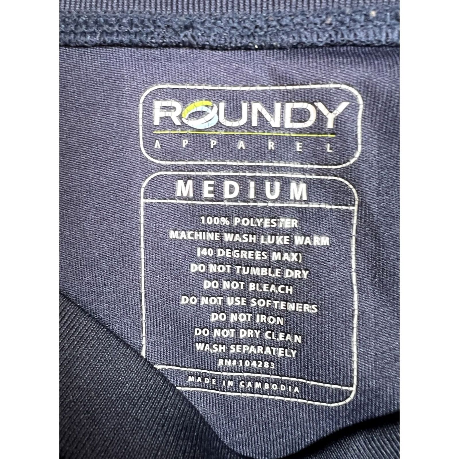 Vintage Roundy Apparel Shirt Short Men's M Navy Blue/Gray Logo Dri-Power Crew Neck Cotton? Polyester Knit T-Shirt Beige? Size US M / EU 48-50 / 2 - 5 Thumbnail
