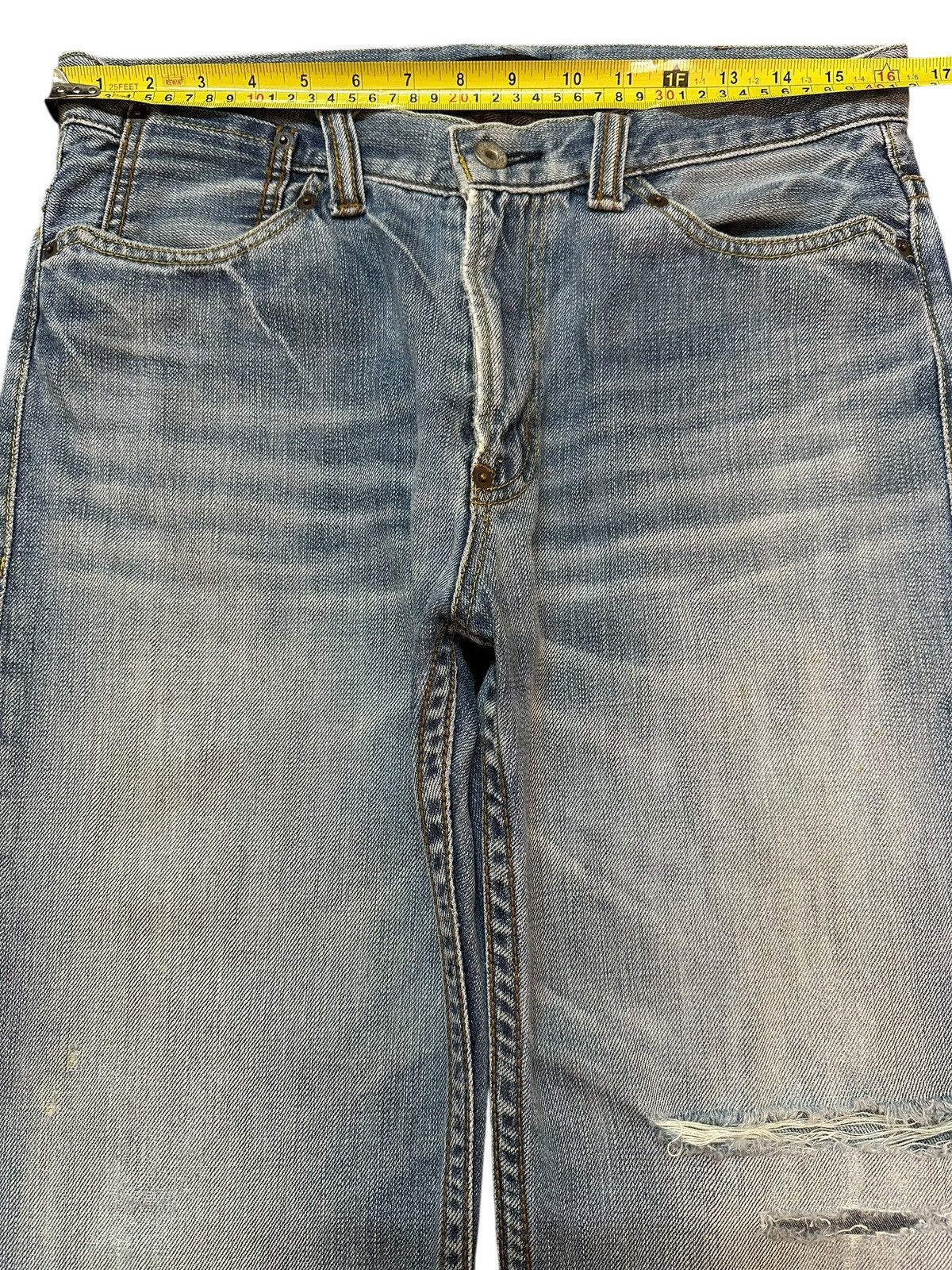 Acne Studios Vintage Japanese Brand Blue Faded Wash Distress Loose Jeans Size US 32 / EU 48 - 11 Thumbnail