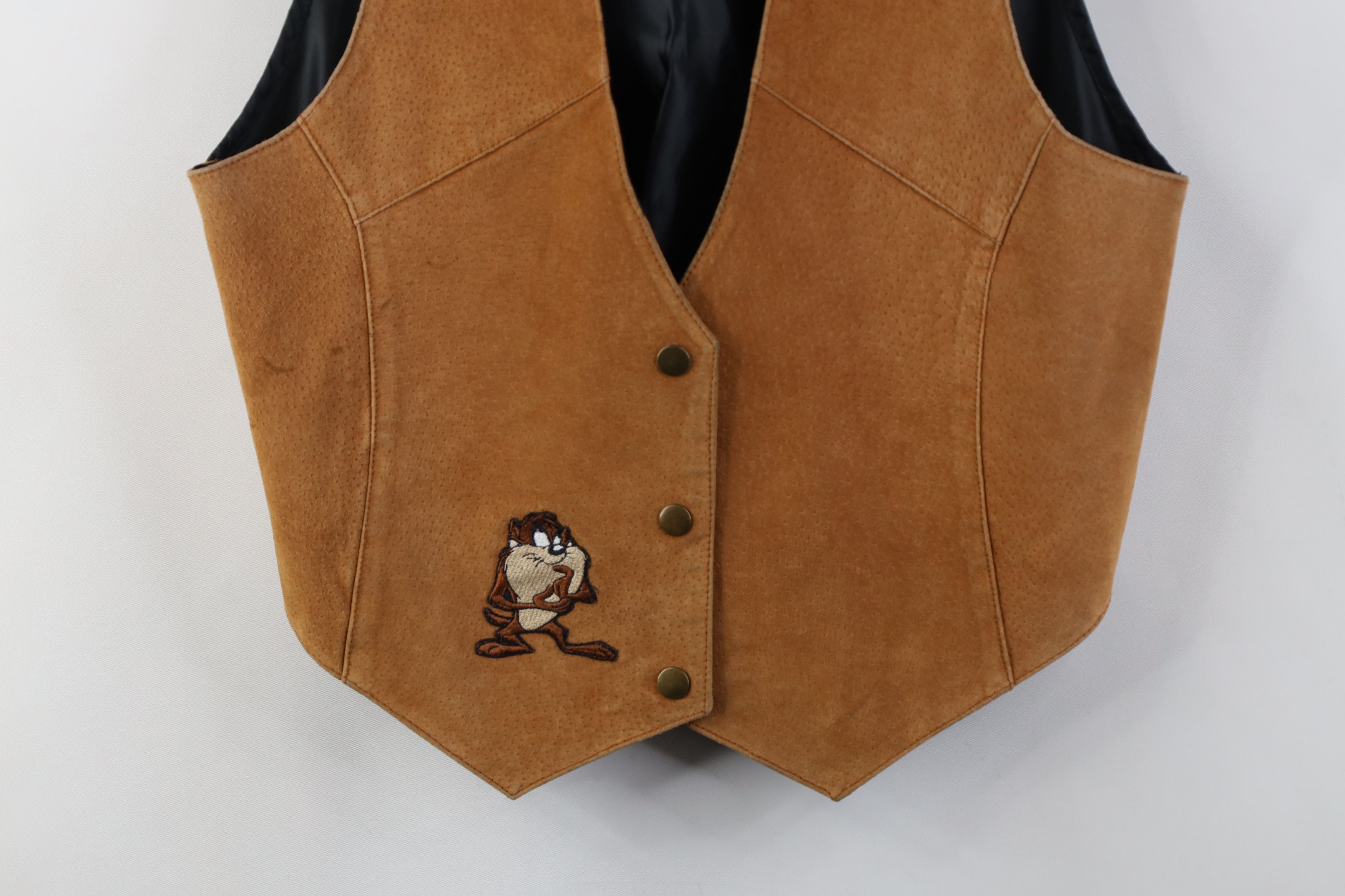 Vintage Vintage 90s Looney Tunes Tazmanian Devil Suede Leather Vest Size M / US 6-8 / IT 42-44 - 3 Thumbnail