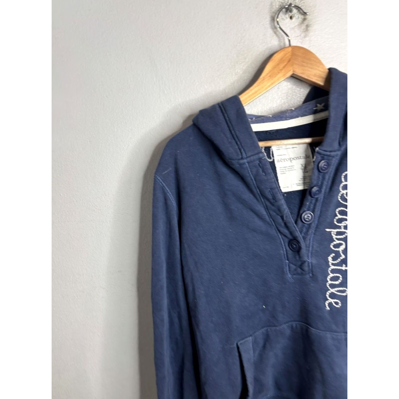 Aeropostale Aeropostale Hoodie Girls XL Blue 87 Logo Henley Fleece Pullover Sweatshirt Size US XL / EU 56 / 4 - 2 Thumbnail