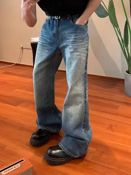 VIBE Loose-fitting washed and distressed vintage jeans Size US 34 / EU 50 - 6 Thumbnail