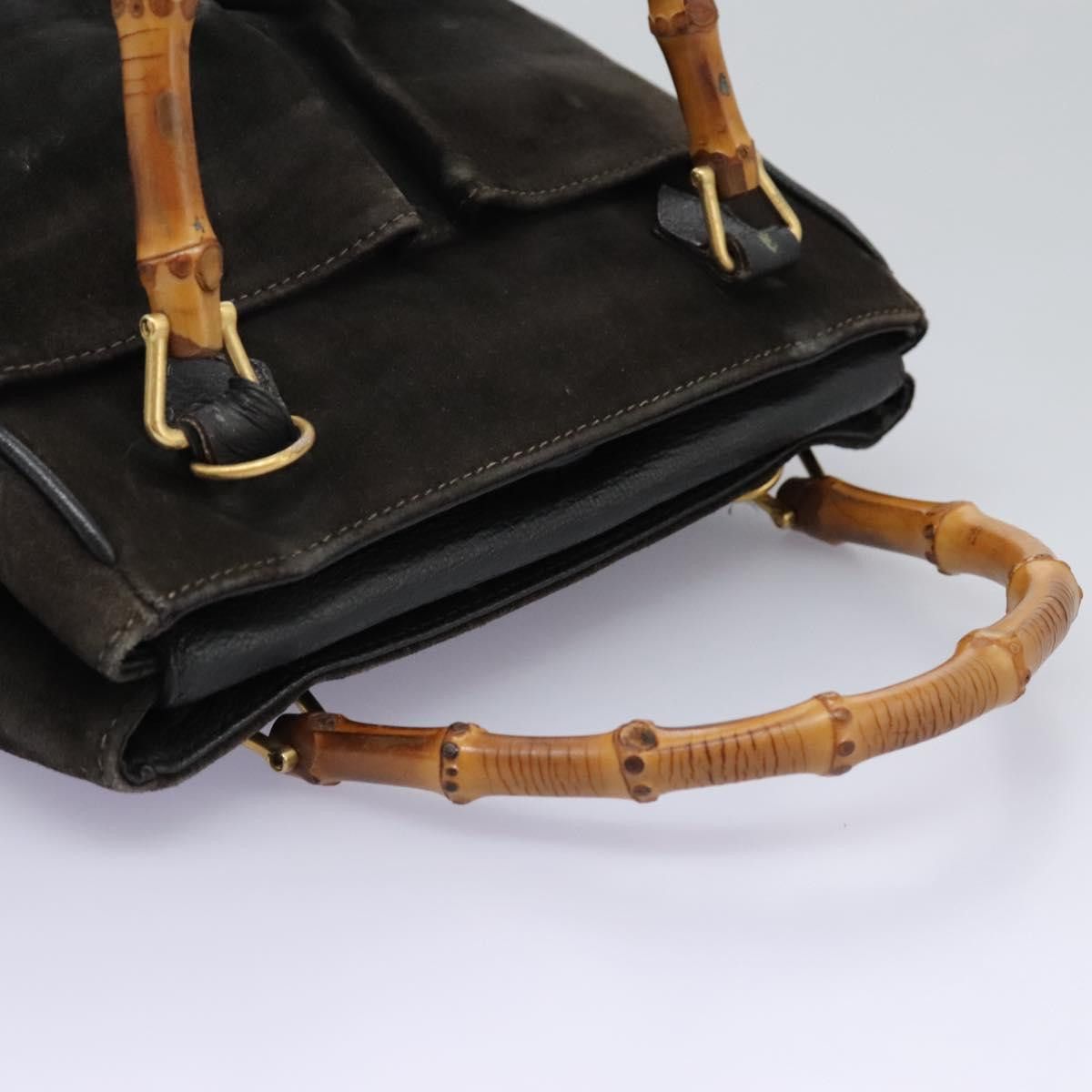 Gucci GUCCI Bamboo Hand Bag Suede Leather Black Gold 000 122 000 Size ONE SIZE - 6 Thumbnail