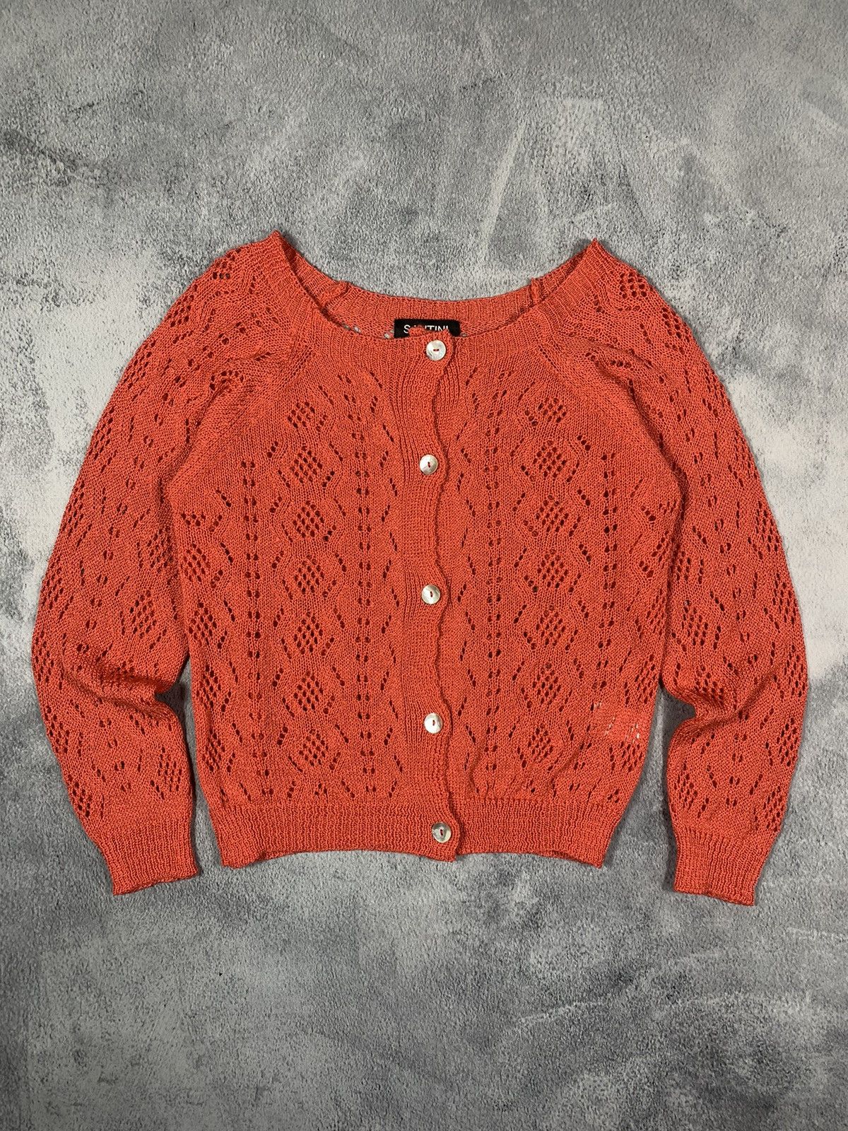 Japanese Brand × Vintage Vintage Y2K mesh button ups knit cardigan sweater size M Size M / US 6-8 / IT 42-44 - 1 Thumbnail