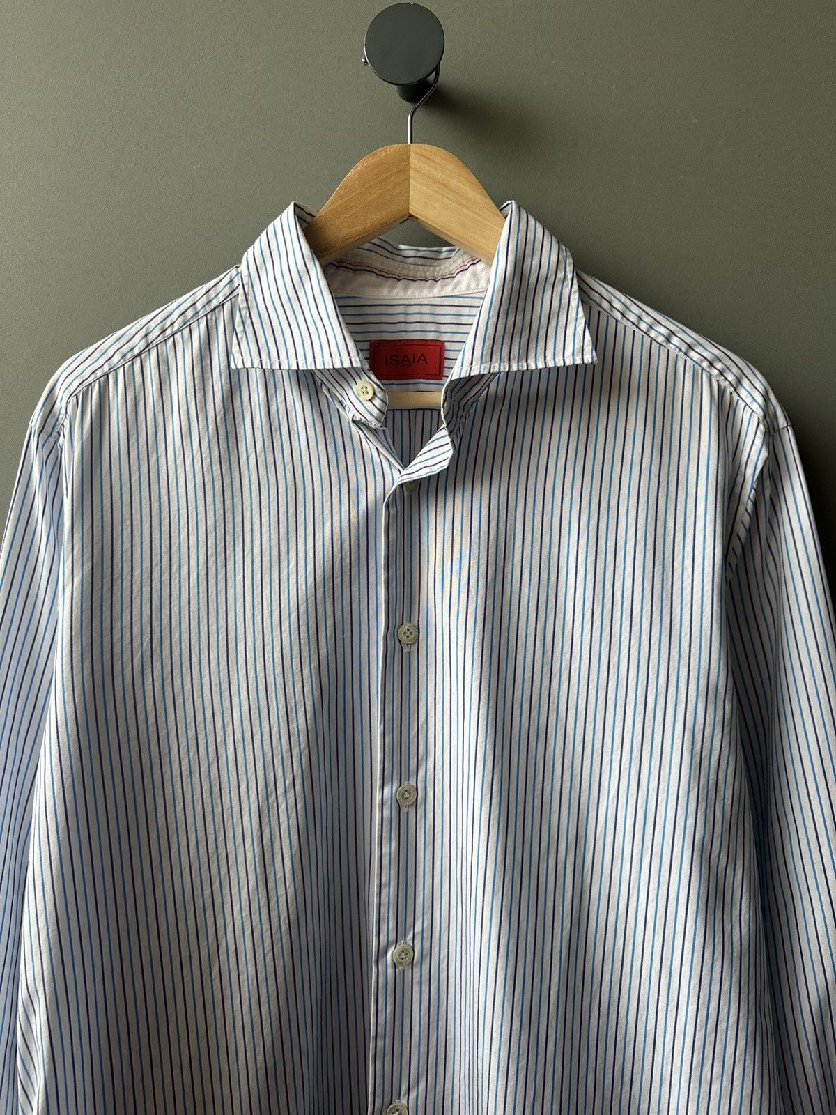 Isaia Napolii Isaia Napoli Striped Formal Cotton Dress Shirt Size 44/17.5 Size US XL / EU 56 / 4 - 2 Thumbnail