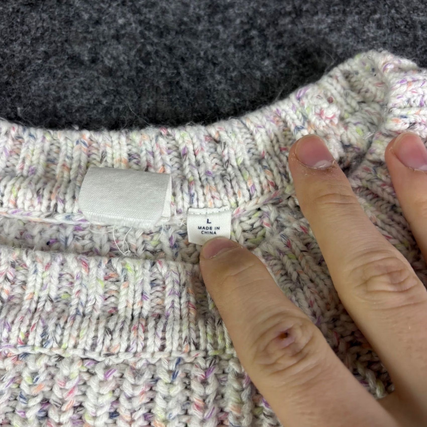 Gap Gap Womens Confetti Multicolor Chunky-Knit Raglan Pullover Sweater Large Size L / US 10 / IT 46 - 5 Thumbnail