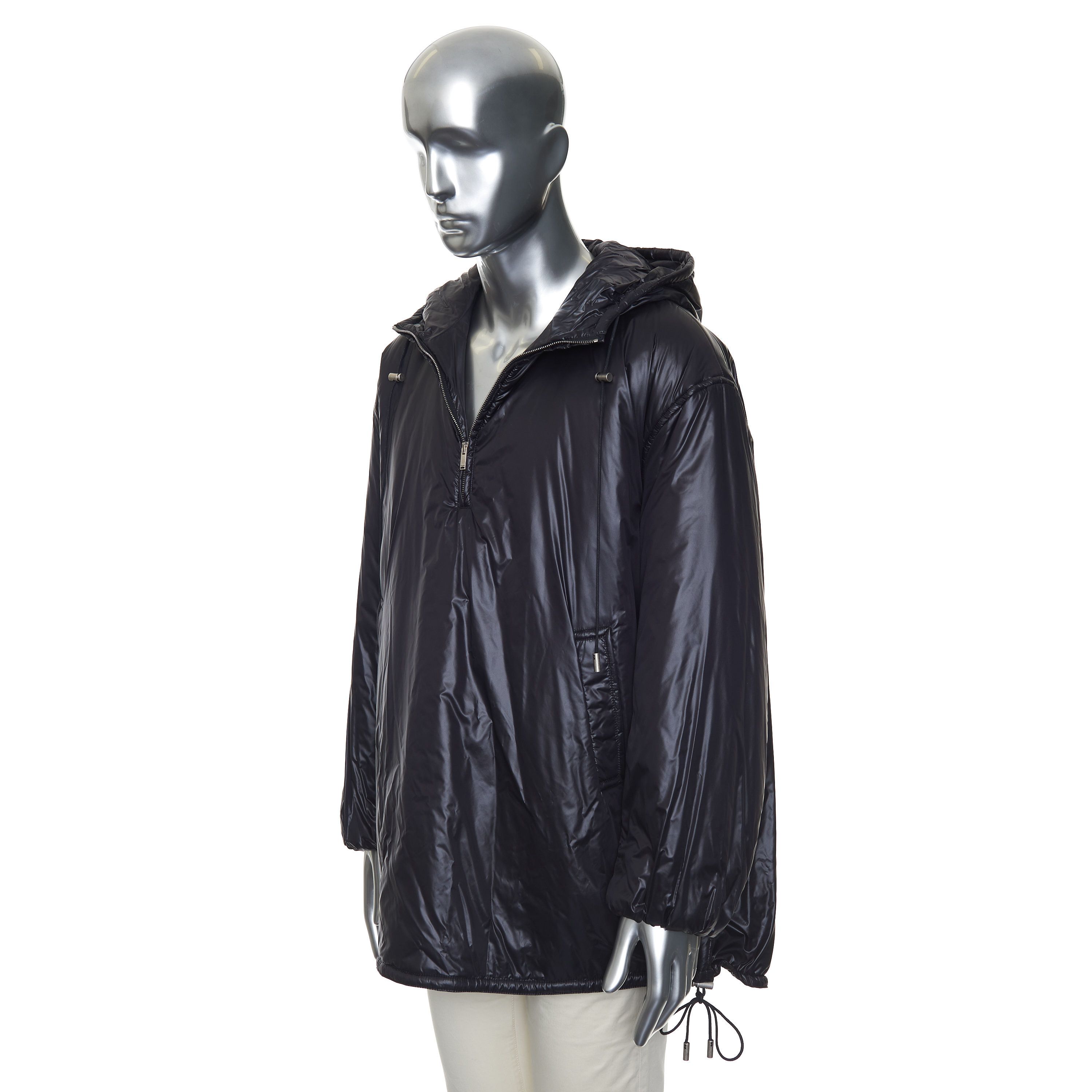 Saint Laurent Paris Hooded Anorak Jacket In Black Nylon With YSL Embroidery Size US S / EU 44-46 / 1 - 2 Thumbnail