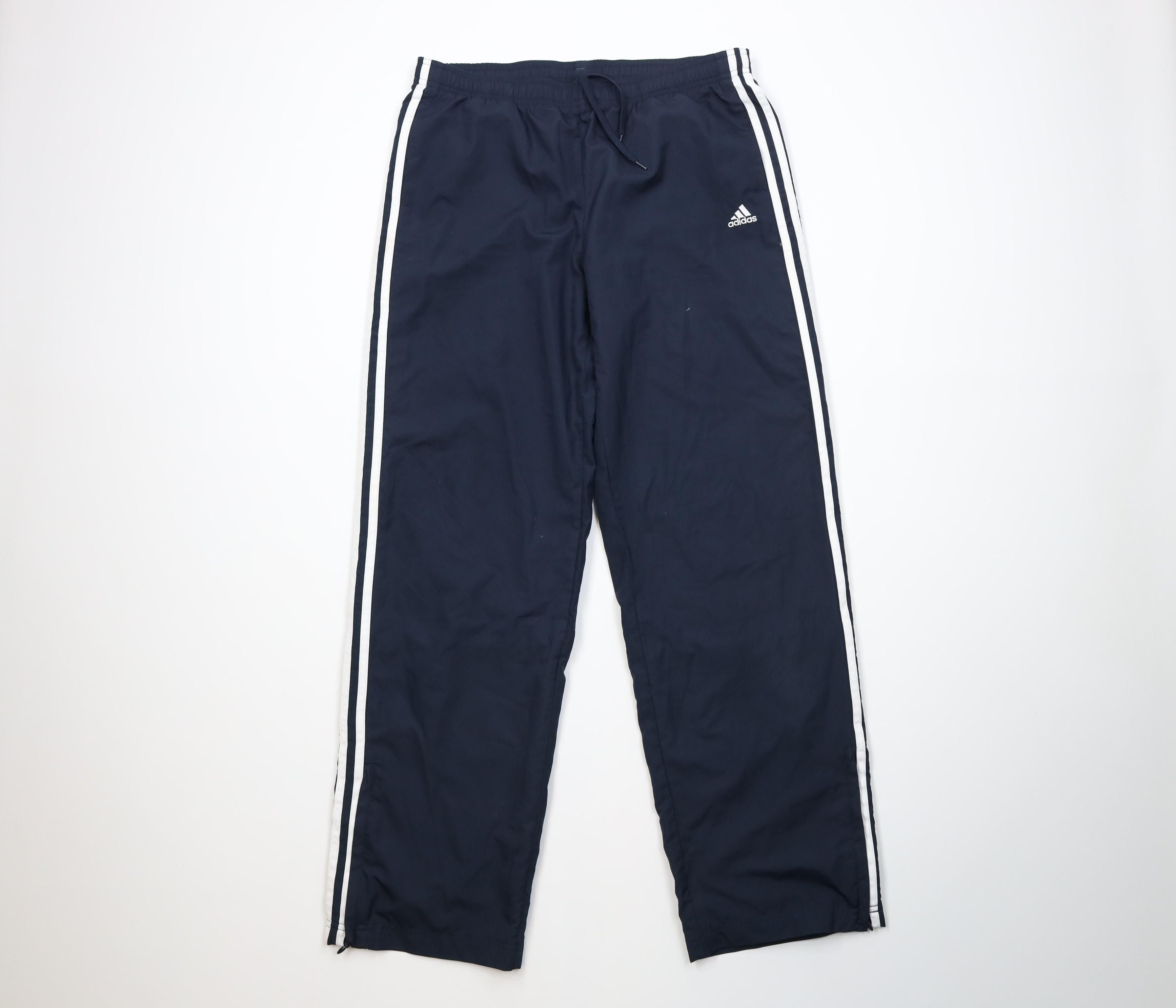 Adidas Vintage Y2K Adidas Striped Lined Wide Leg Windbreaker Pants Size 33" - 1 Thumbnail