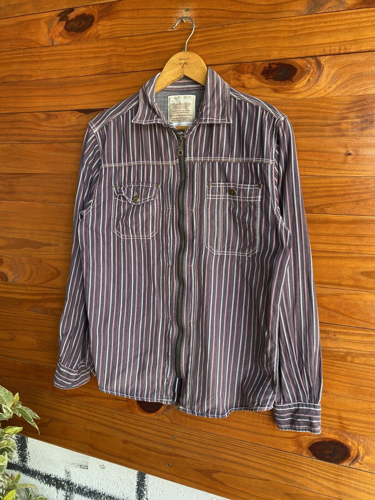Japanese Brand Cox Original Create Barefoot Striped Zip Shirt Casual Shirt Size US M / EU 48-50 / 2 - 4 Thumbnail