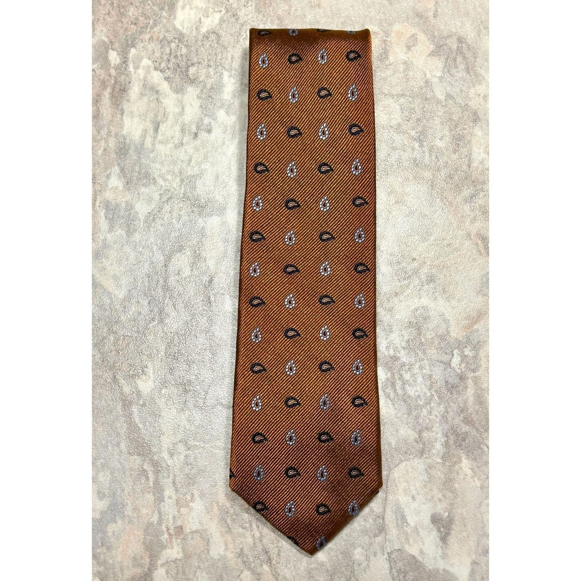 Allen Edmonds Allen Edmonds Men's Print Silk Necktie in Copper/Blue Size ONE SIZE - 1 Thumbnail