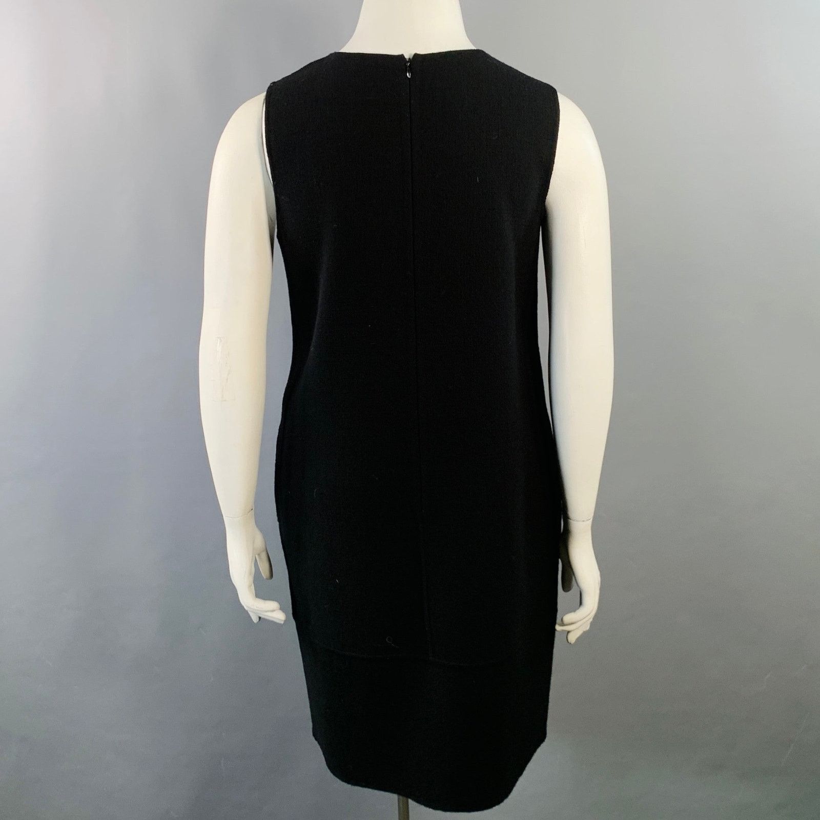 Armani Collezioni ARMANI COLLEZIONI Black Wool Crepe Knee Length Dress Size L / US 10 / IT 46 - 3 Thumbnail