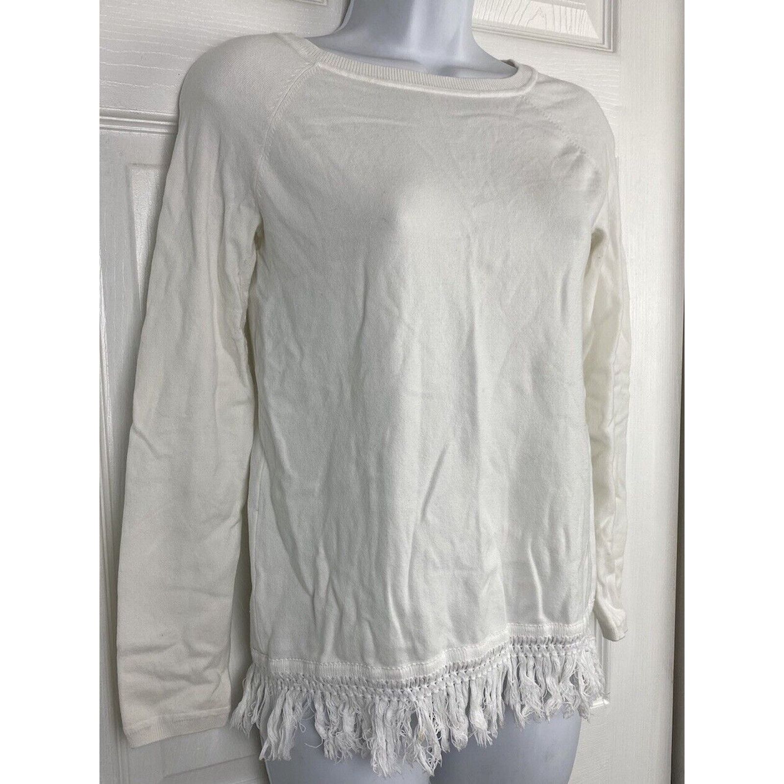 Other STS Sail To Sable White Fringe Long Sleeve Sweater Top Size XXS / US 00 / IT 34 - 3 Thumbnail