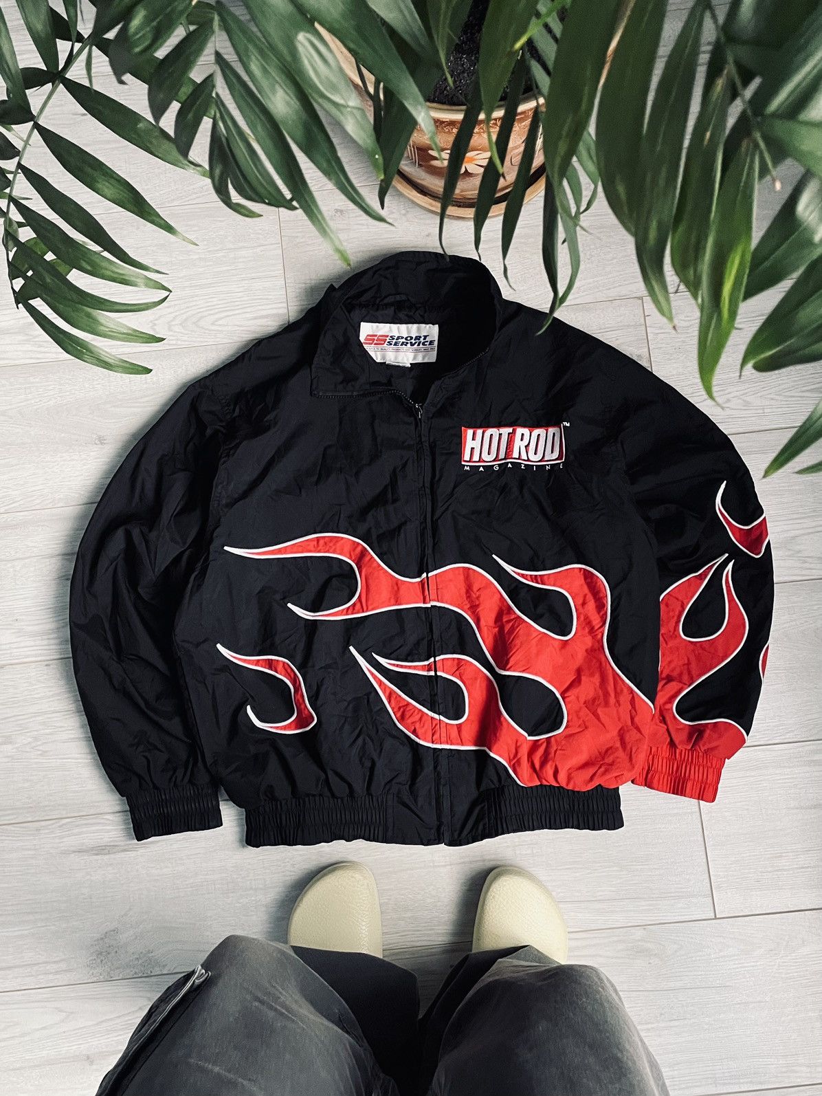 image of Art x Racing Vintage Racking Fire Jacket 90's Hotrod Box Logo in Black, Men's (Size Large)