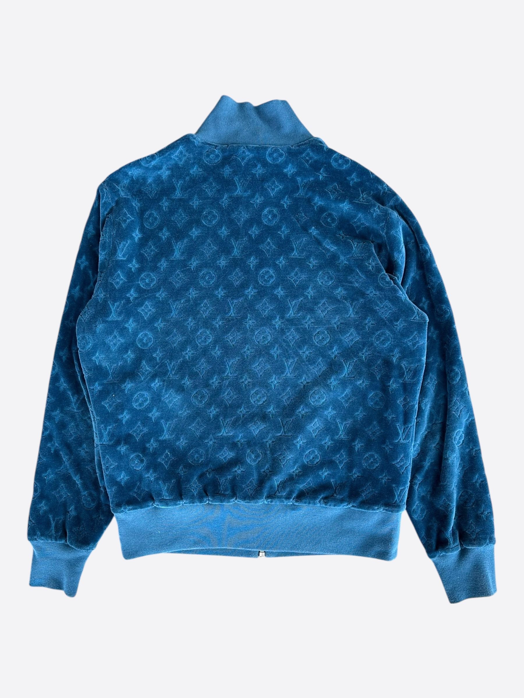 Louis Vuitton Louis Vuitton Blue Velour Monogram Track Jacket Size US M / EU 48-50 / 2 - 2 Thumbnail