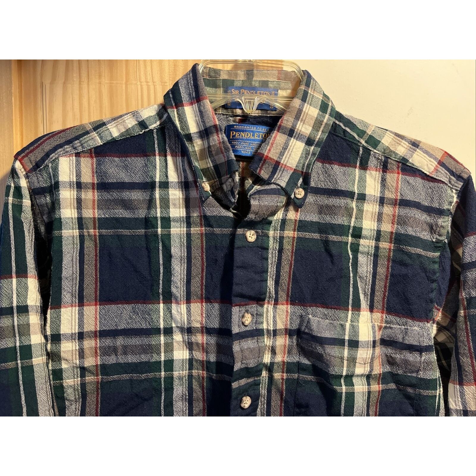 Pendleton Pendleton Sir Men’s M Green Plaid LS Wool Shirt *shrunk* Size US M / EU 48-50 / 2 - 5 Thumbnail