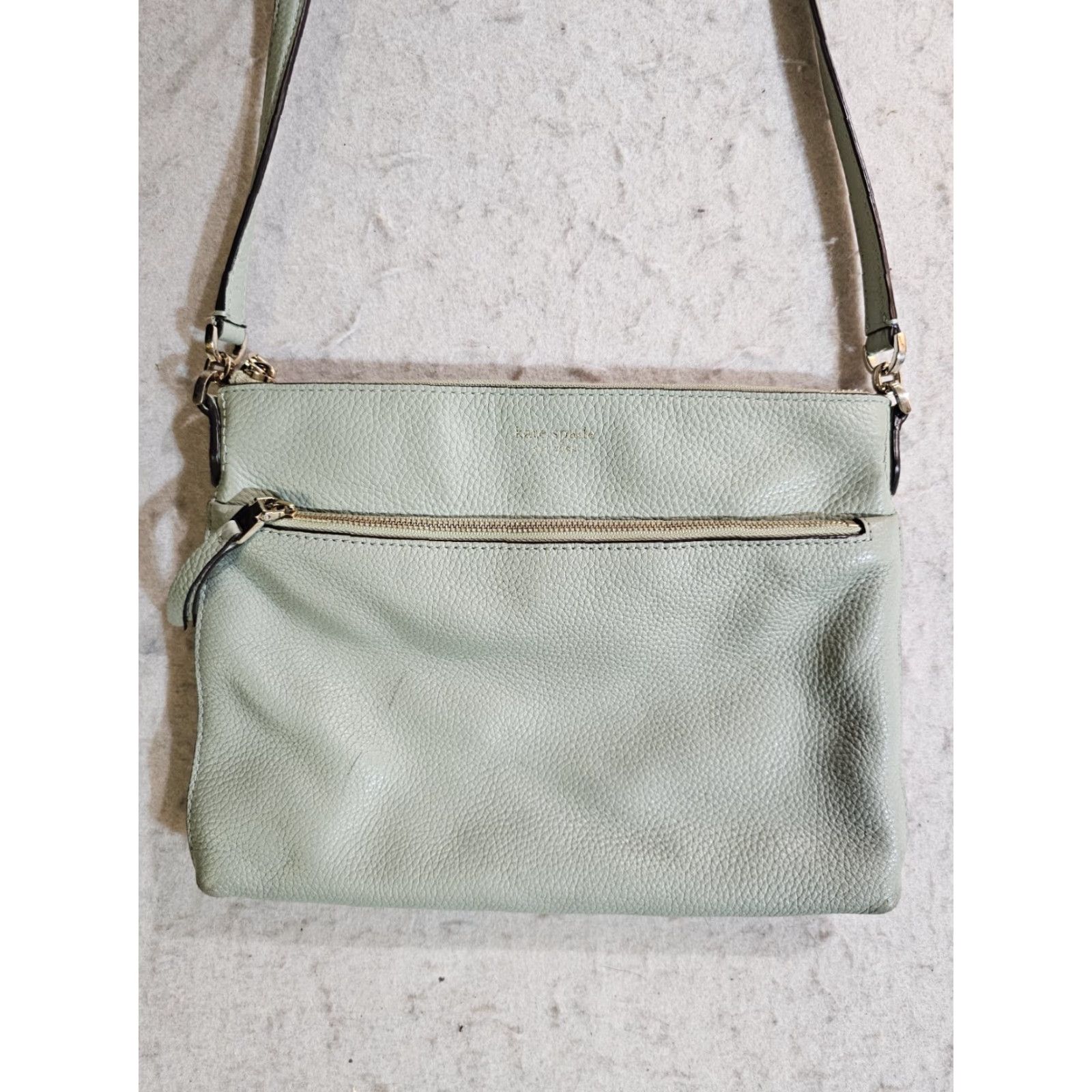 Vintage VINTAGE kate spade new york Pebbled Leather Crossbody Bag w/ Adjustable Strap Seafoam Green Size ONE SIZE - 5 Thumbnail