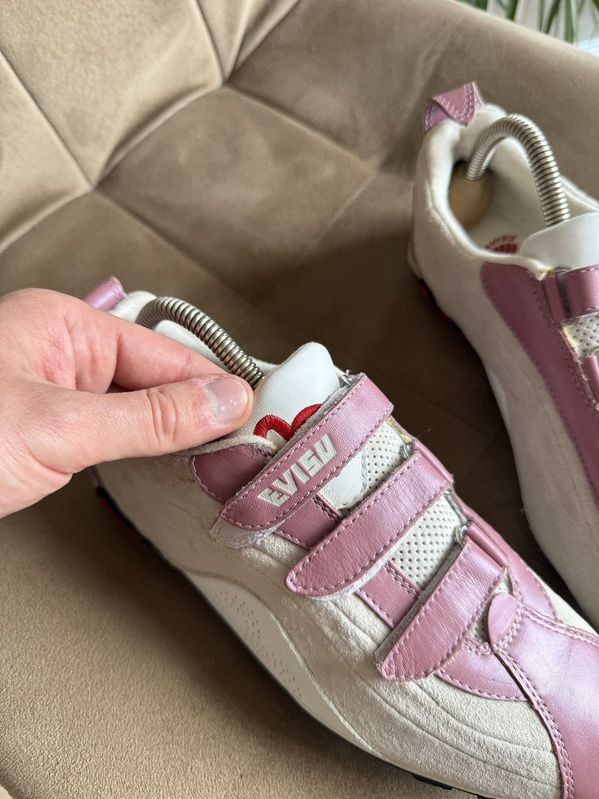 Evisu Vintage Evisu Pink Suede & Leather Velcro Sneakers (Rare) Size US 7 / IT 37 - 5 Thumbnail