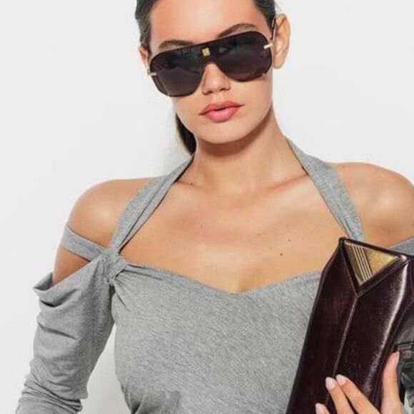 Givenchy Givenchy GV40087U 01A Sunglasses Shiny Black Shield Frame Size ONE SIZE - 2 Thumbnail