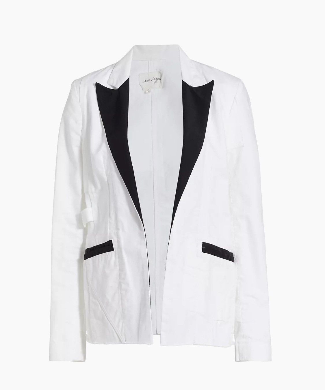 image of Greg Laurent Open-Front Denim Jacket in White, Women's (Size XS)