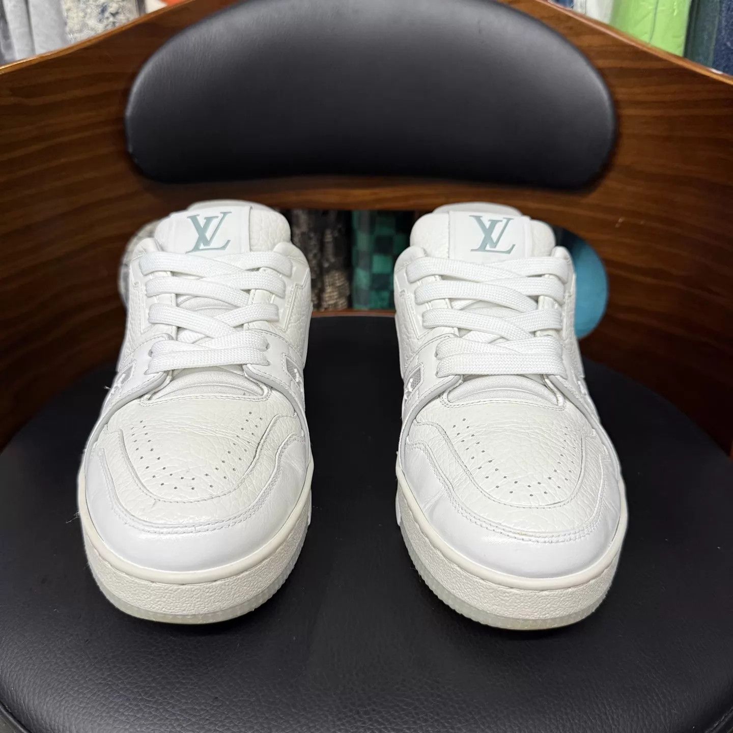 Louis Vuitton LV Trainer White Cement 37 OG Box Light Use Ex Cond Size US 6.5 / IT 36.5 - 2 Thumbnail
