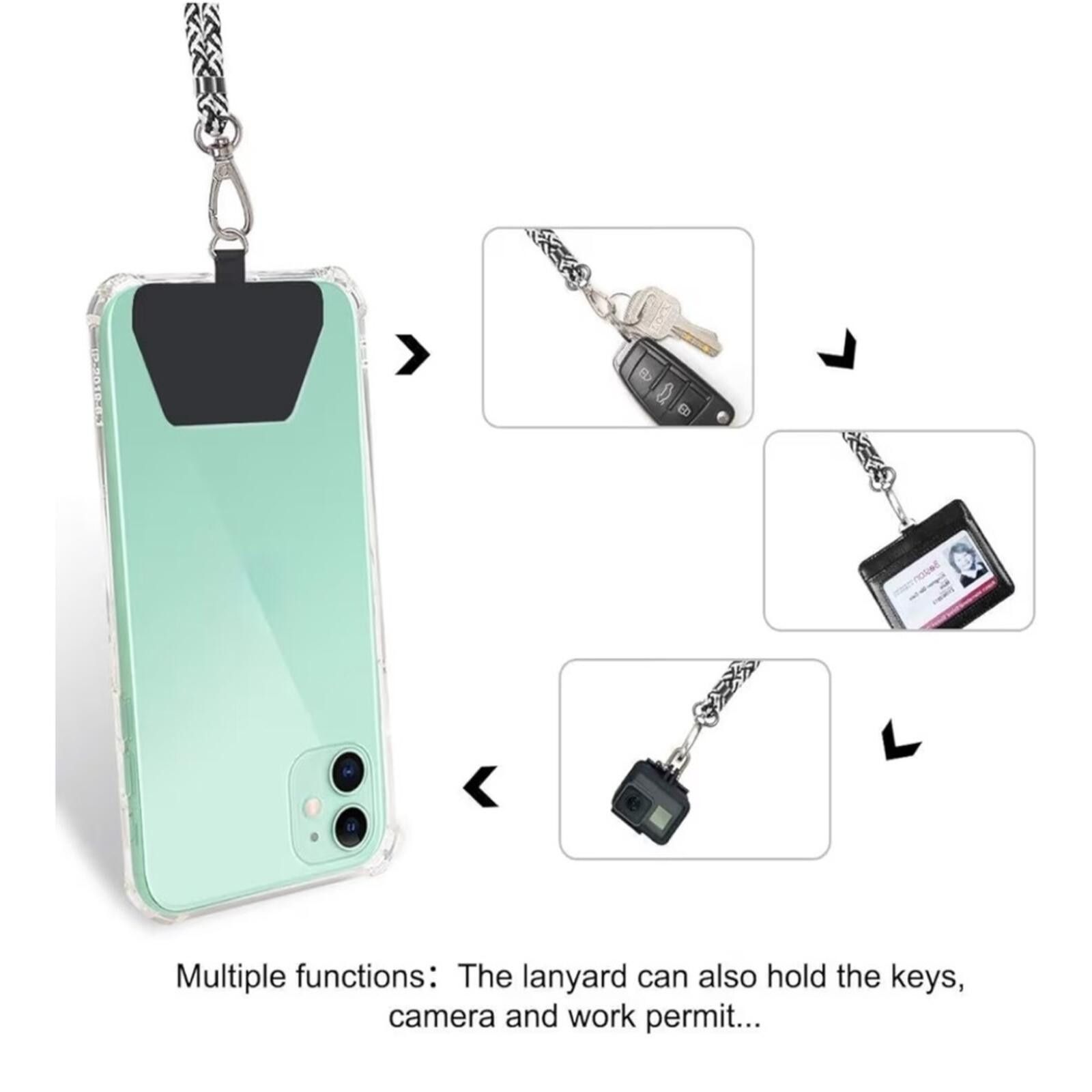 Other Phone Lanyard Crossbody Strap / Black White Size ONE SIZE - 8 Thumbnail