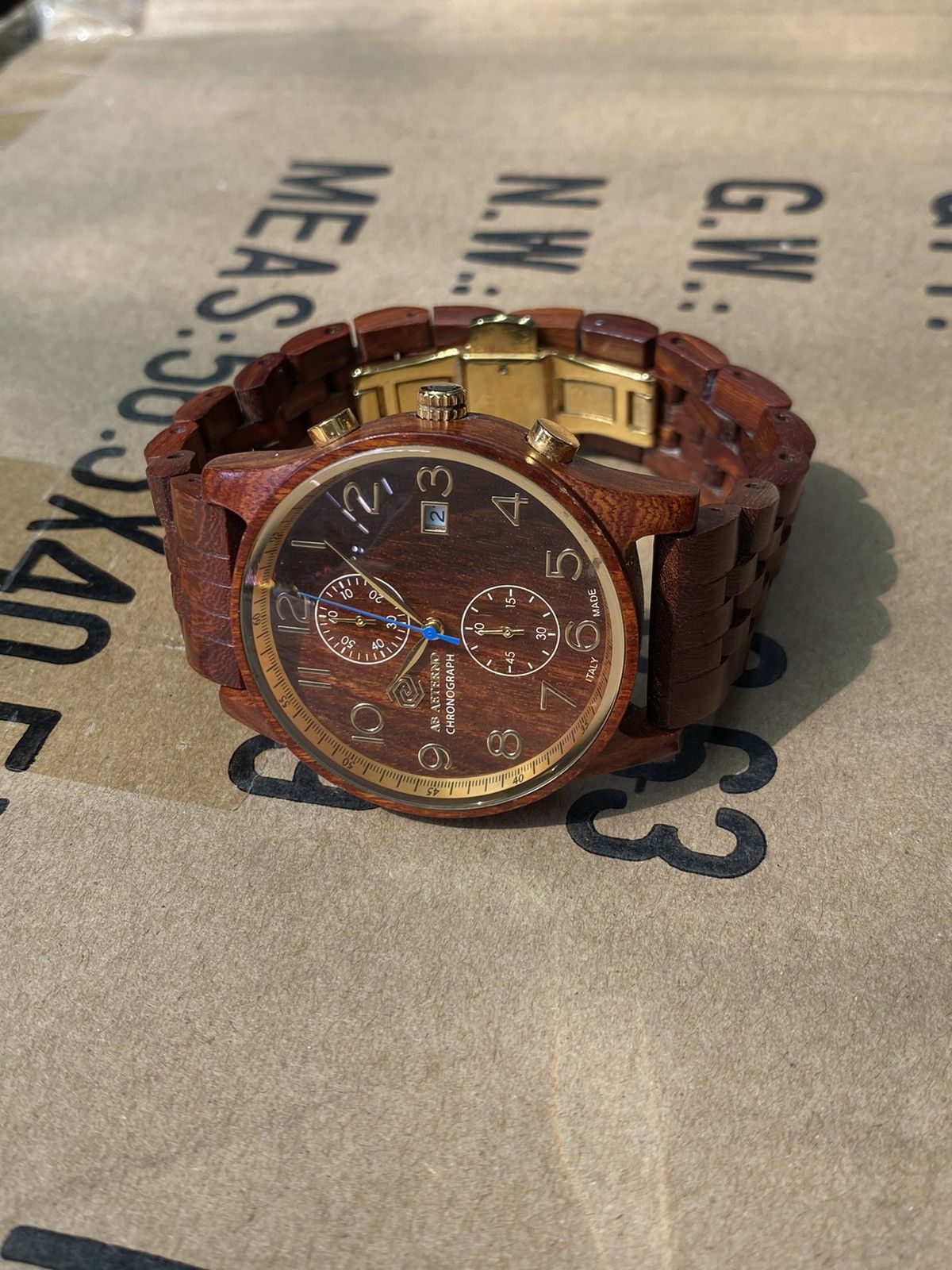 Jewelry × Vintage AB AETERNO Wooden Chronograph Watch Italian Design Size ONE SIZE - 1 Thumbnail
