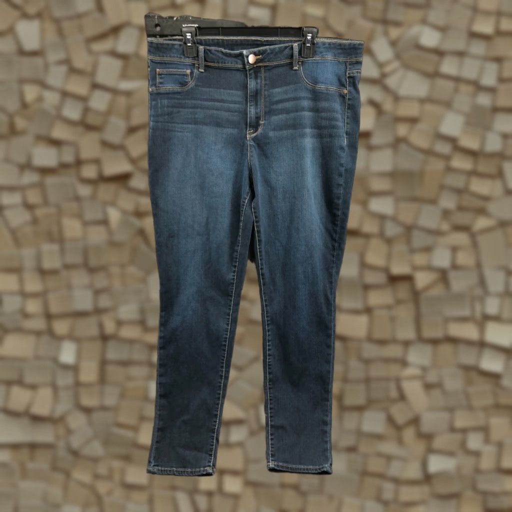 Vintage Time & TRU Jeans Skinny Womens Plus 18 Medium Wash Blue Denim 5-Pocket Regular Rise Jeans Time And Tru Womens Plus Size 18 Blue Size 40" / US 18 - 1 Thumbnail