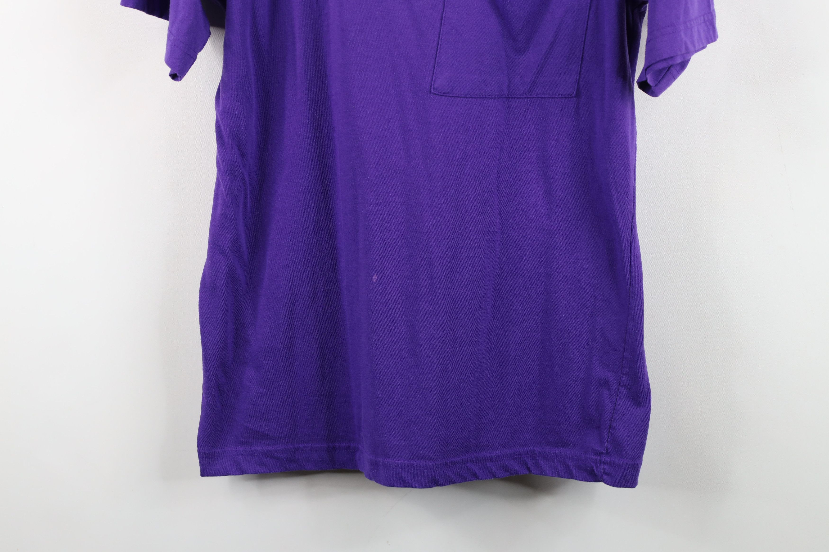 Vintage Vintage 90s Streetwear Blank Knit Pocket T-Shirt Purple Size L / US 10 / IT 46 - 3 Thumbnail