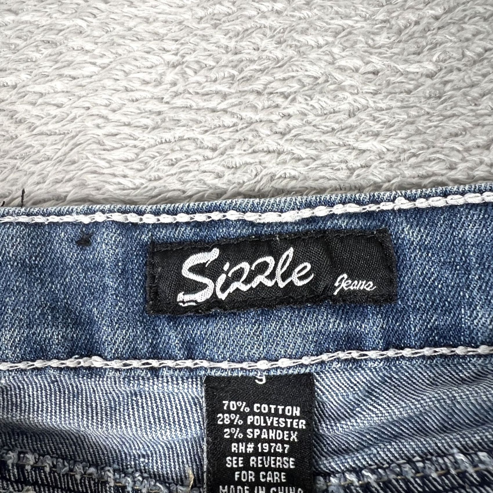 Denime Sizzle Jeans Womens 9 Distressed Skinny Stretch Embellished Pocket Denim Pants Size 30" / US 8 / IT 44 - 4 Thumbnail