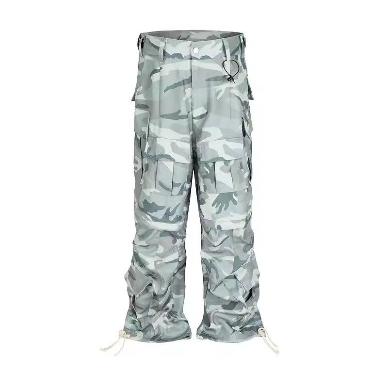 Japanese Brand Multi Pocket Stacking Loose Wide Leg Casual Cargo Pants Size US 32 / EU 48 - 5 Thumbnail
