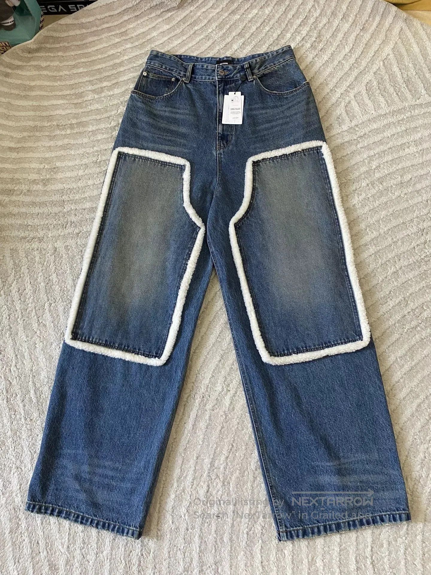 WE11DONE we11done Shearling Trim Washed Jeans. Size 39" - 1 Thumbnail