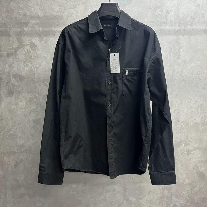 Balenciaga Balenciaga Balenciaga Black Logo Long Sleeve Shirt-2506 Size US M / EU 48-50 / 2 - 1 Thumbnail