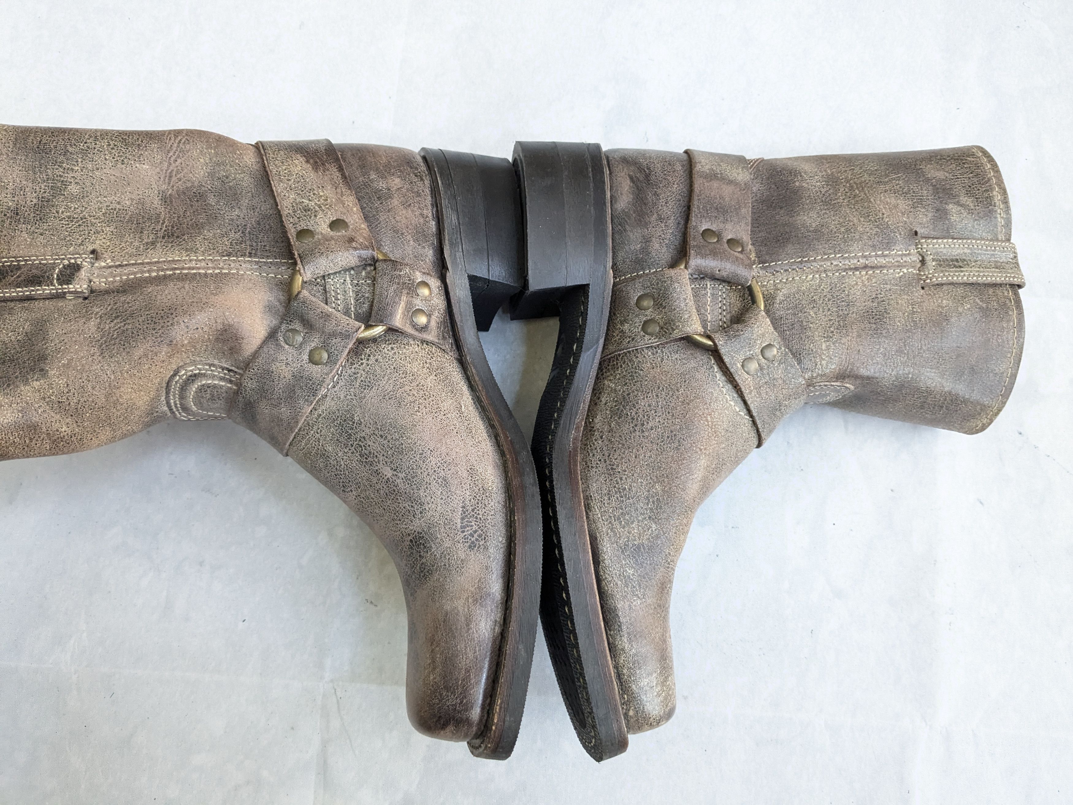 Frye Frye Harness Boots Brown Leather 9.5 M Leather Buckle Size US 9.5 / EU 42-43 - 9 Thumbnail