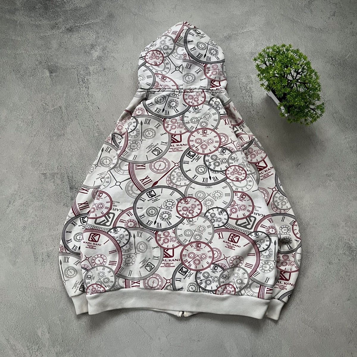 Japanese Brand × Karl Kani Vintage Karl Kani Printed Clock y2k zip hoodie Size US S / EU 44-46 / 1 - 3 Thumbnail