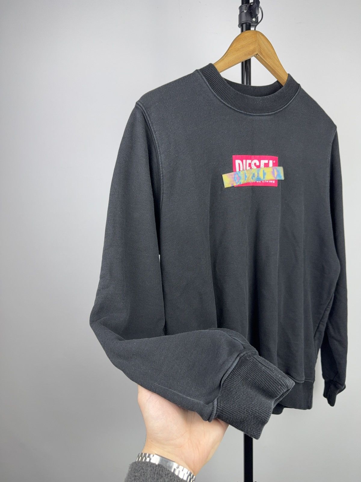 Diesel Diesel Y2K Holographic Logo luxury Sweatshirt Black Size M Size US M / EU 48-50 / 2 - 6 Thumbnail