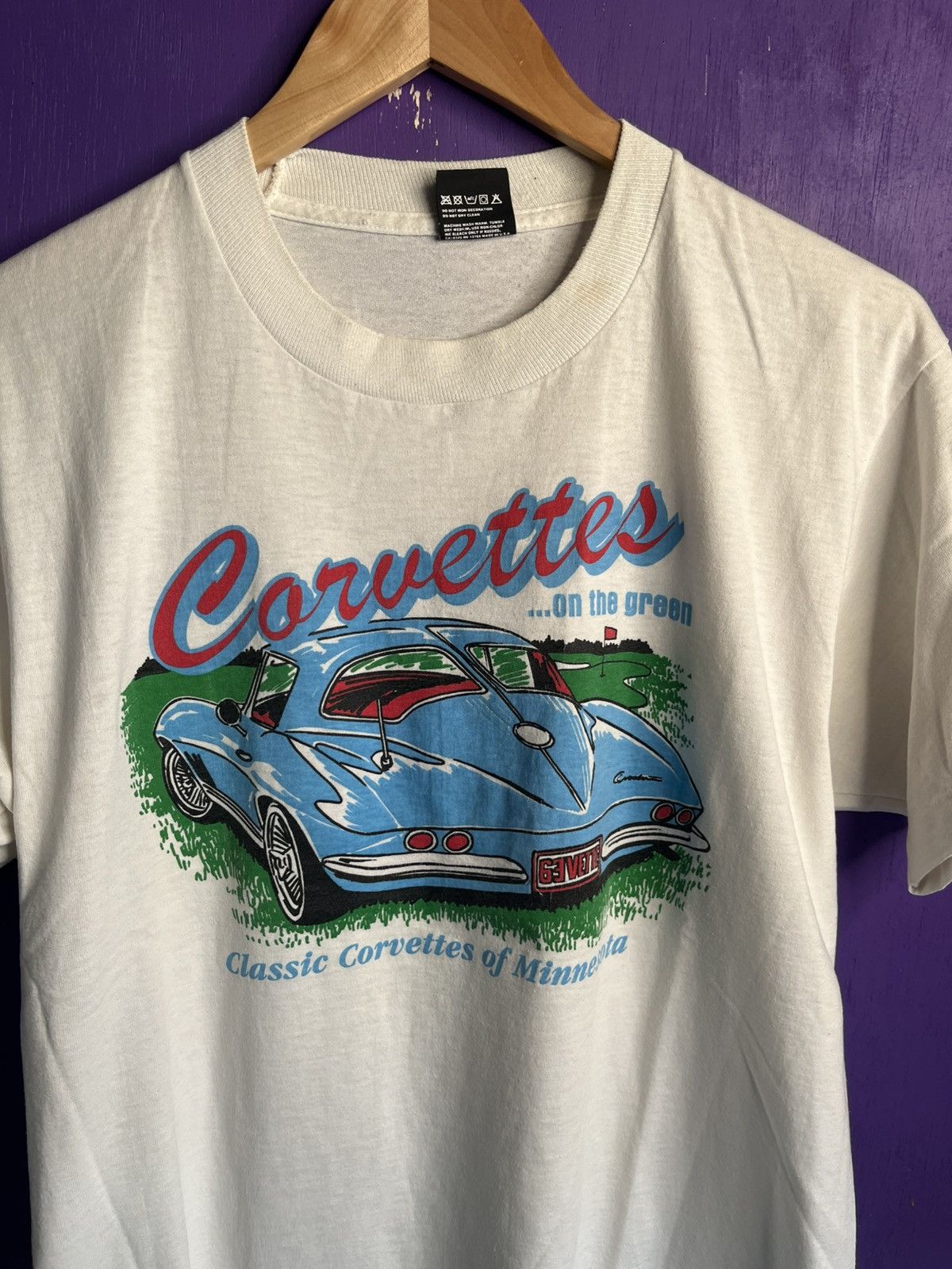 Vintage Vintage 90s Corvettes on the green t-shirt Size US L / EU 52-54 / 3 - 3 Thumbnail