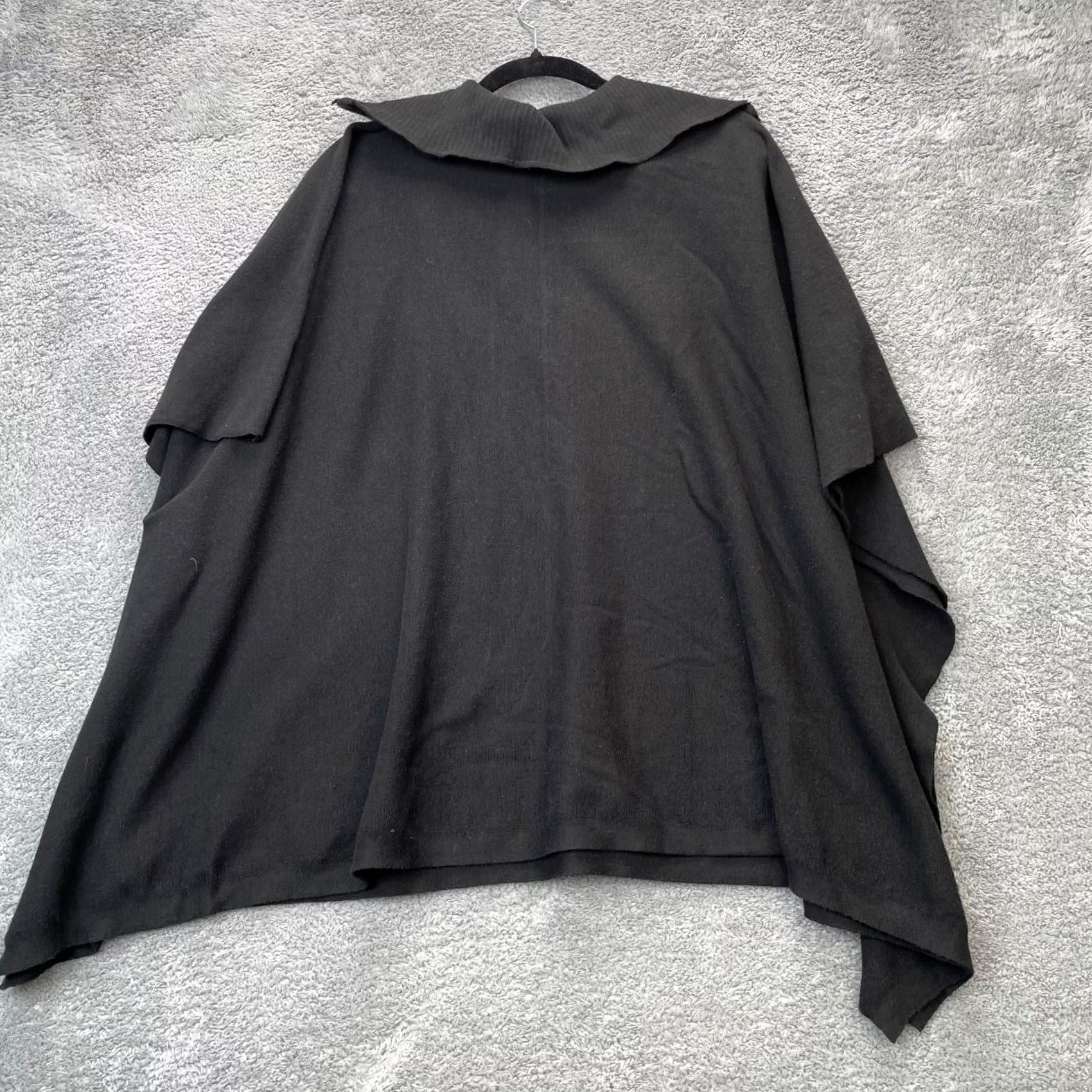 Banana Republic Banana Republic Sweater Women Black Poncho Cotton Mock Neck Quarter Zip Boho Size ONE SIZE - 7 Thumbnail