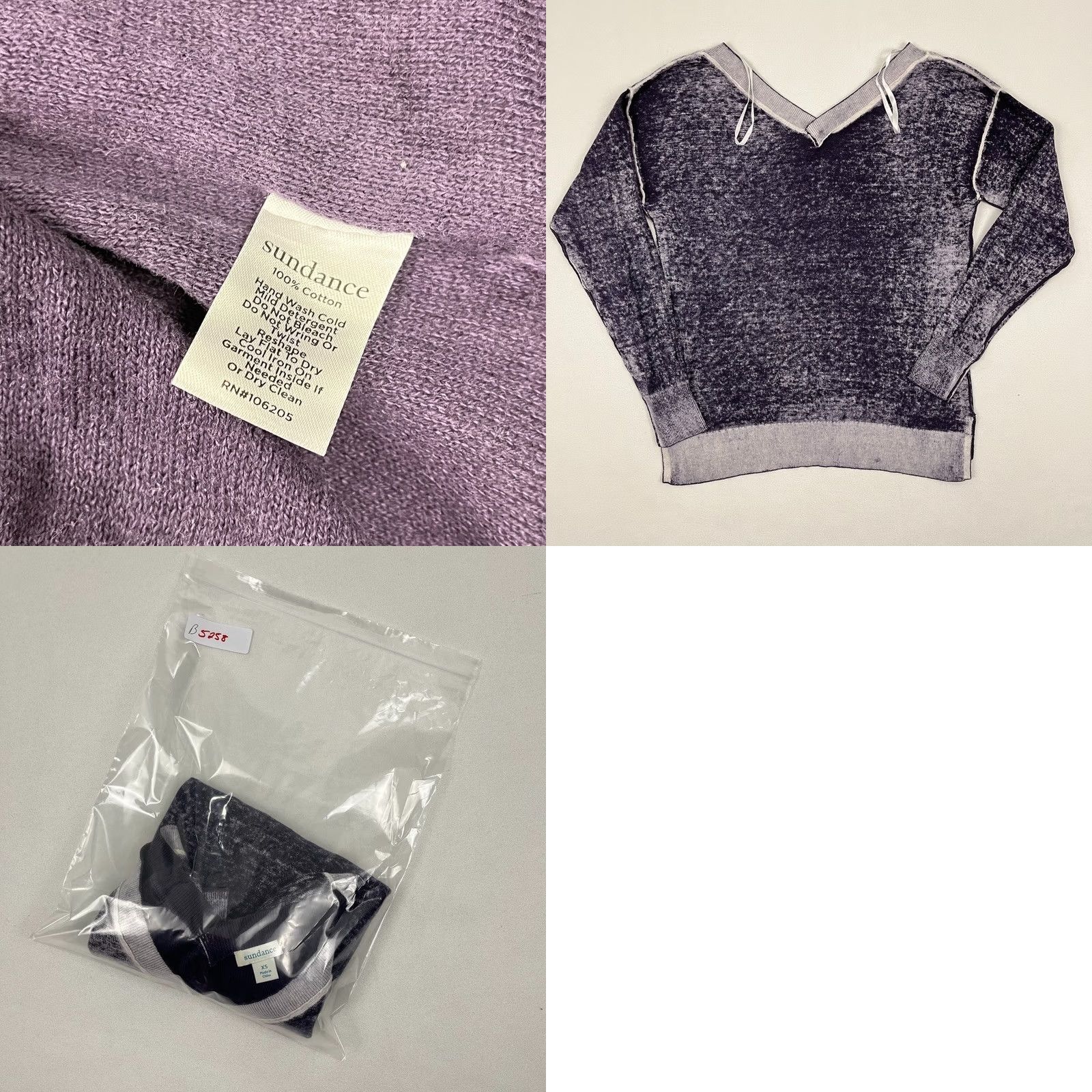 Vintage Sundance Blouse Womens XS Purple V-Neck Lightweight Knit Casual Boho Peasant Shirt Size XS / US 0-2 / IT 36-38 - 8 Thumbnail
