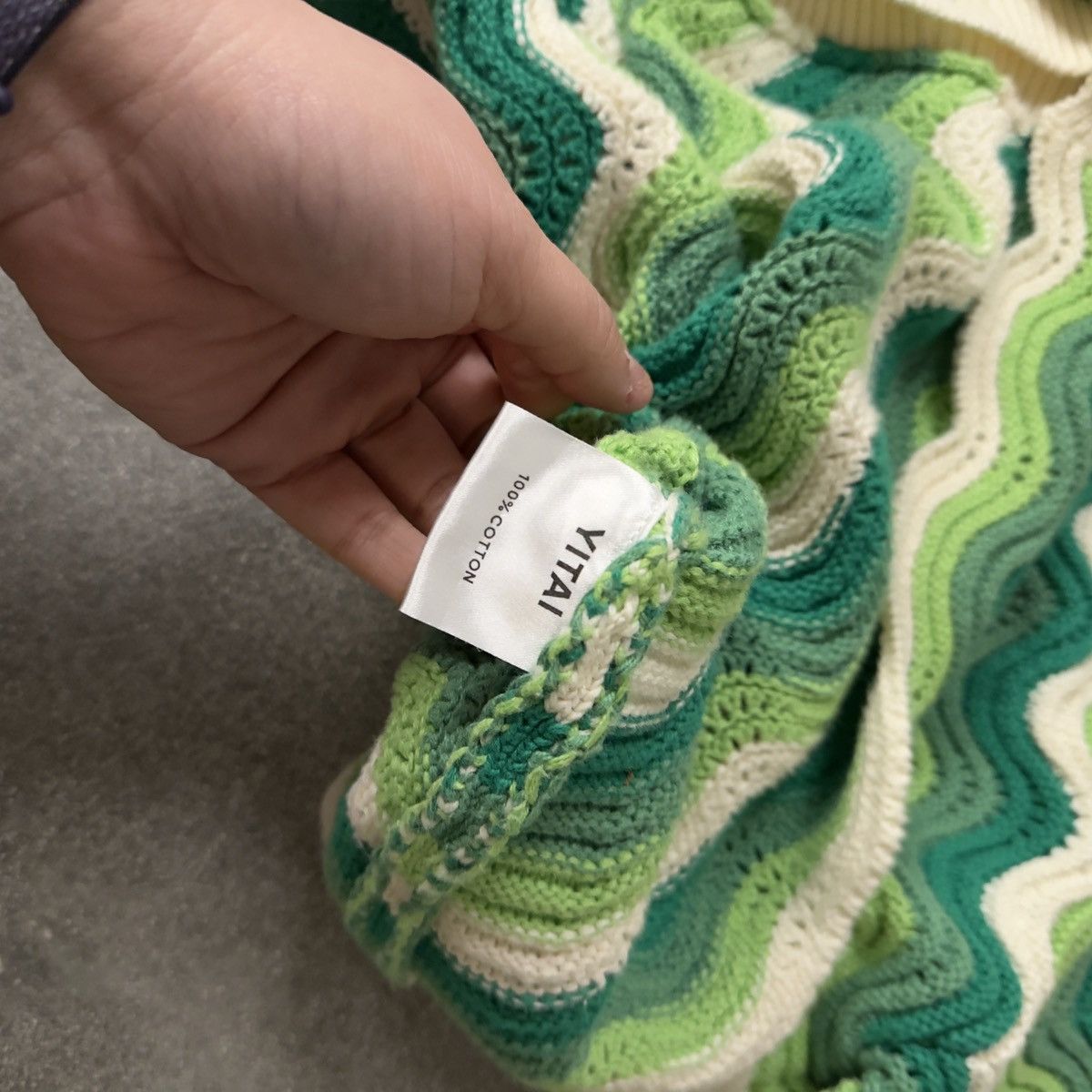 YITAI YITAI Green Wave Crochet Polo Cardigan L Size US L / EU 52-54 / 3 - 4 Thumbnail