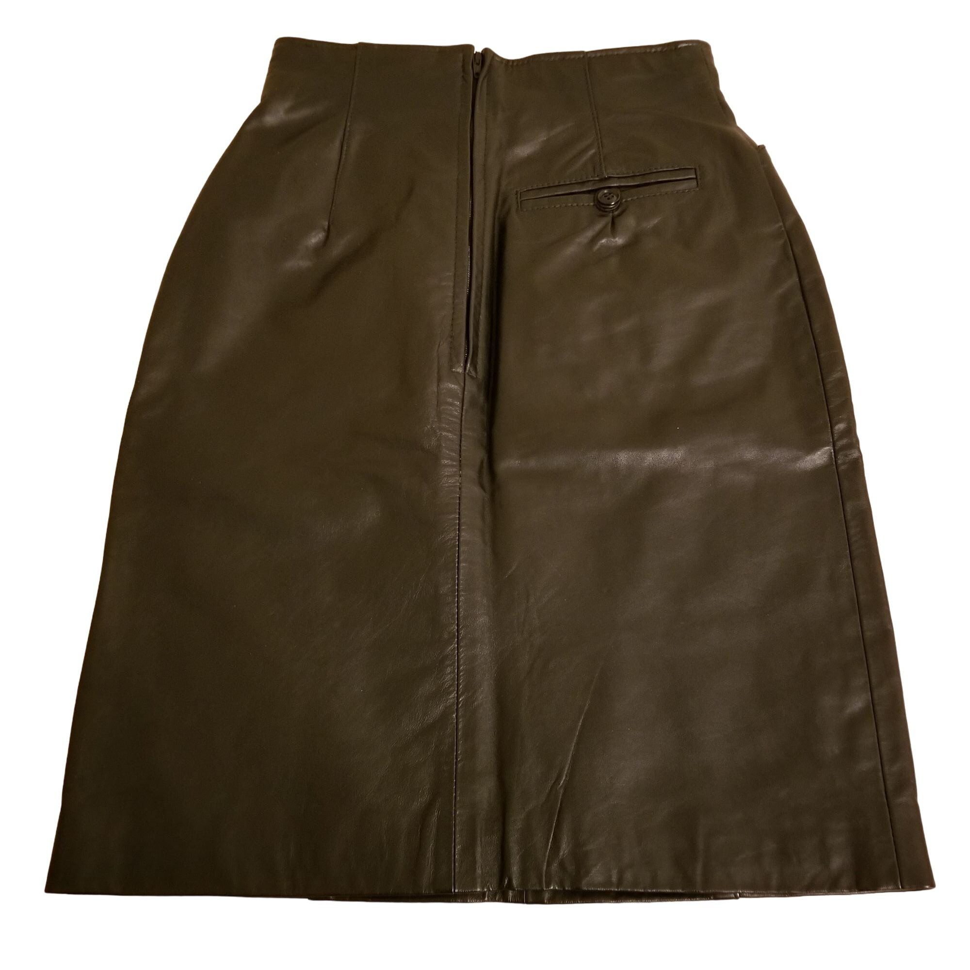 Wilsons Leather Wilsons 2 Black Leather Pencil Skirt Vintage High Waist Goth Size 26" / US 2 / IT 38 - 2 Thumbnail