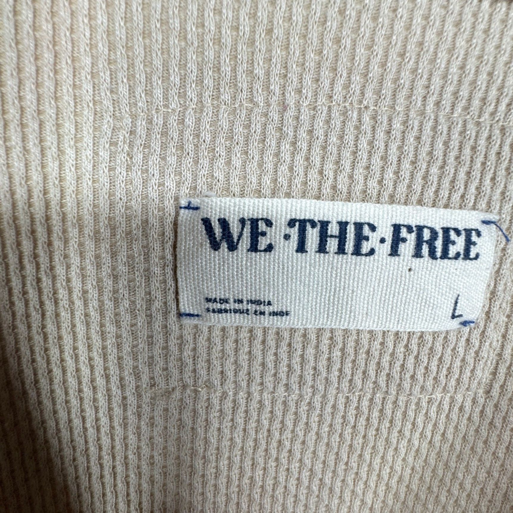 Vintage WE THE FREE Womens Pullover Sweater Casual Knit Geometric Beiges Beige Crew Neck Waffle Knit Oversized Relaxed Fit Bell Sleeve L Tribal Pattern Size L / US 10 / IT 46 - 3 Thumbnail