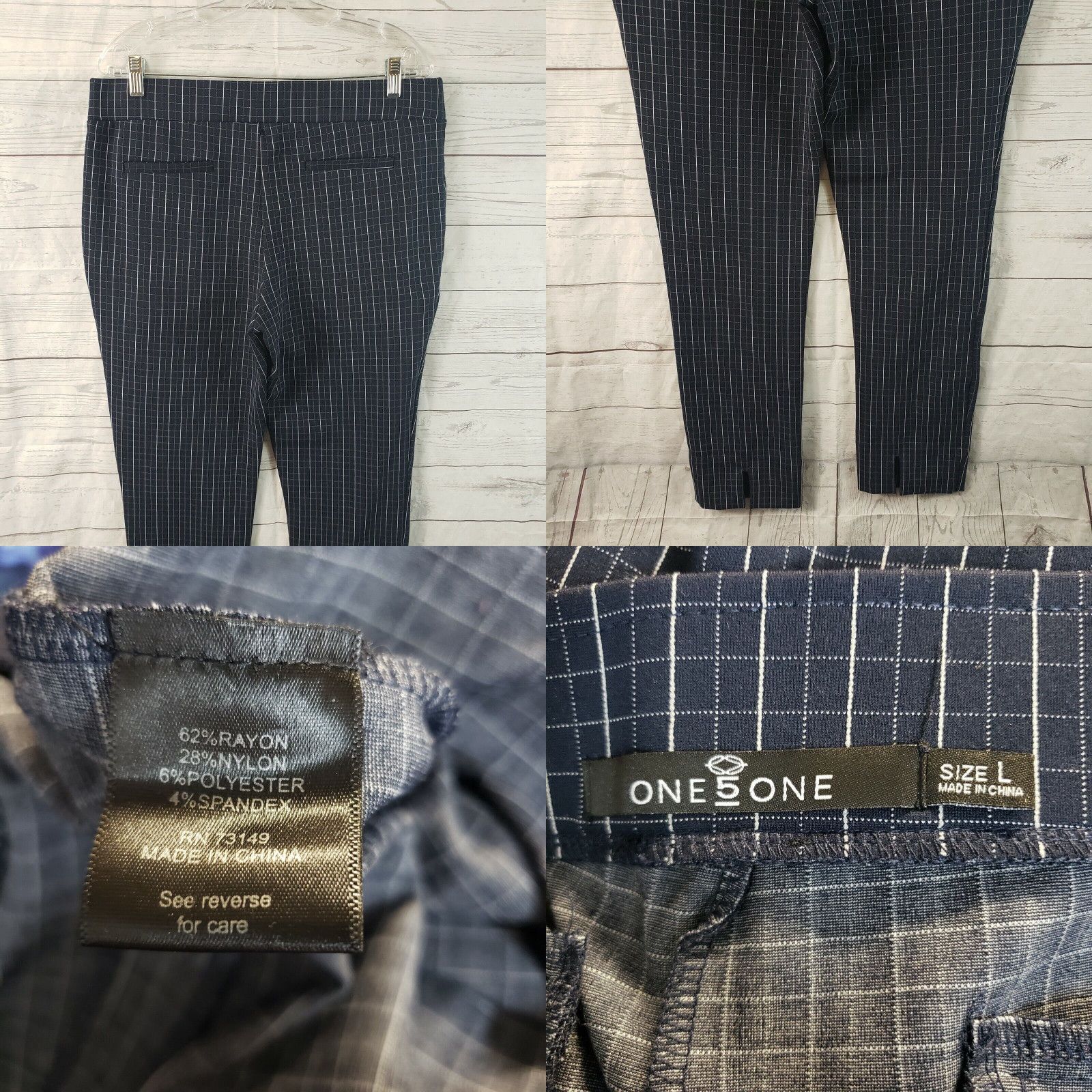 HIGH One5One Womens Ponte Knit Pull On Pants Sz Large Blue White High Rise Grailed