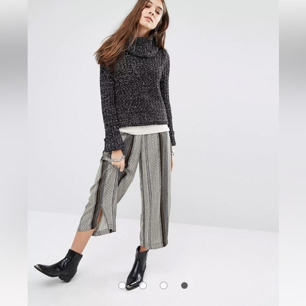 Free People Free People Black Marled Twisted Cable Knit Jumper Size M Size M / US 6-8 / IT 42-44 - 4 Thumbnail