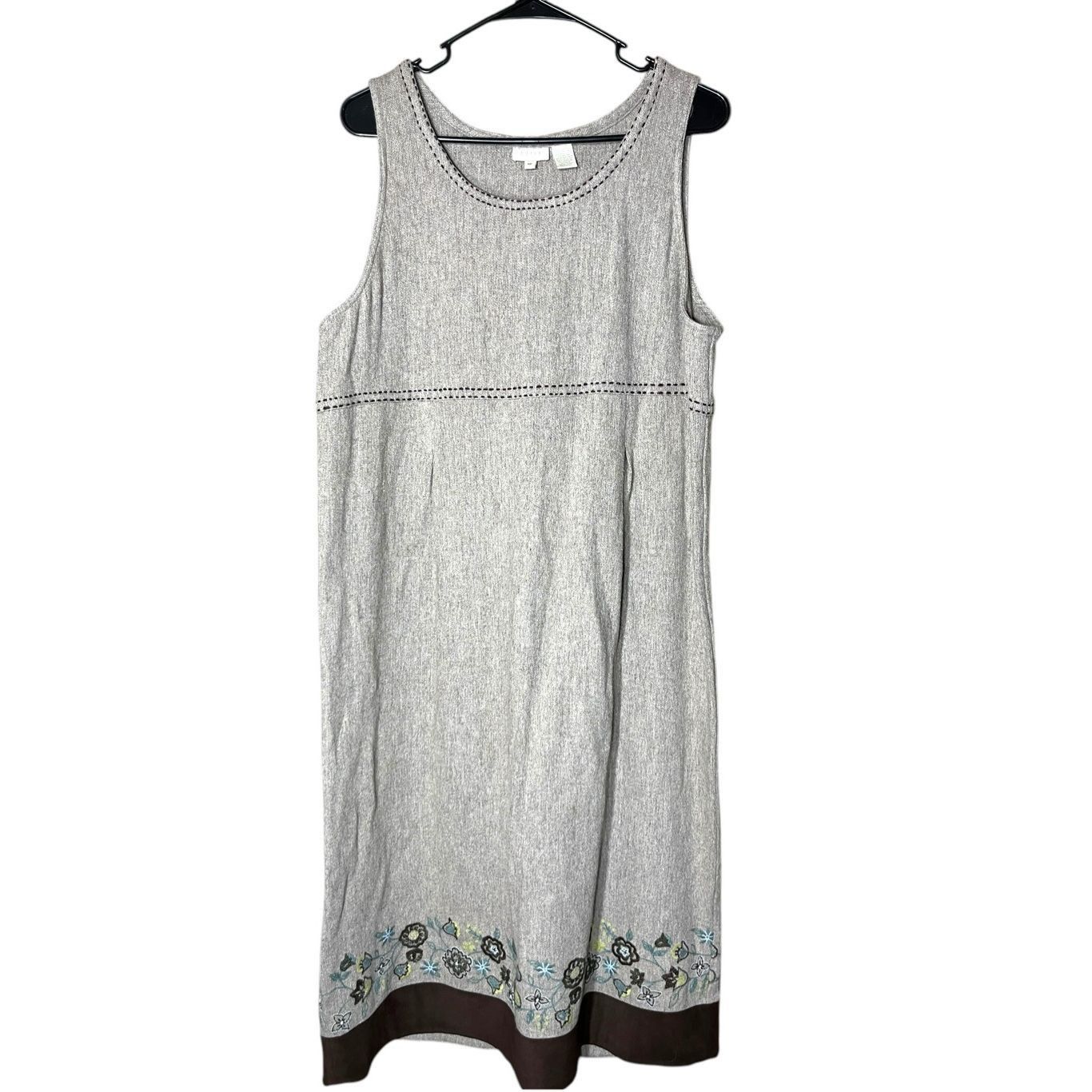 Other J Jill Medium Wool Dress Embroidered Hem Midi Tan Brown Mode Size M / US 6-8 / IT 42-44 - 1 Thumbnail
