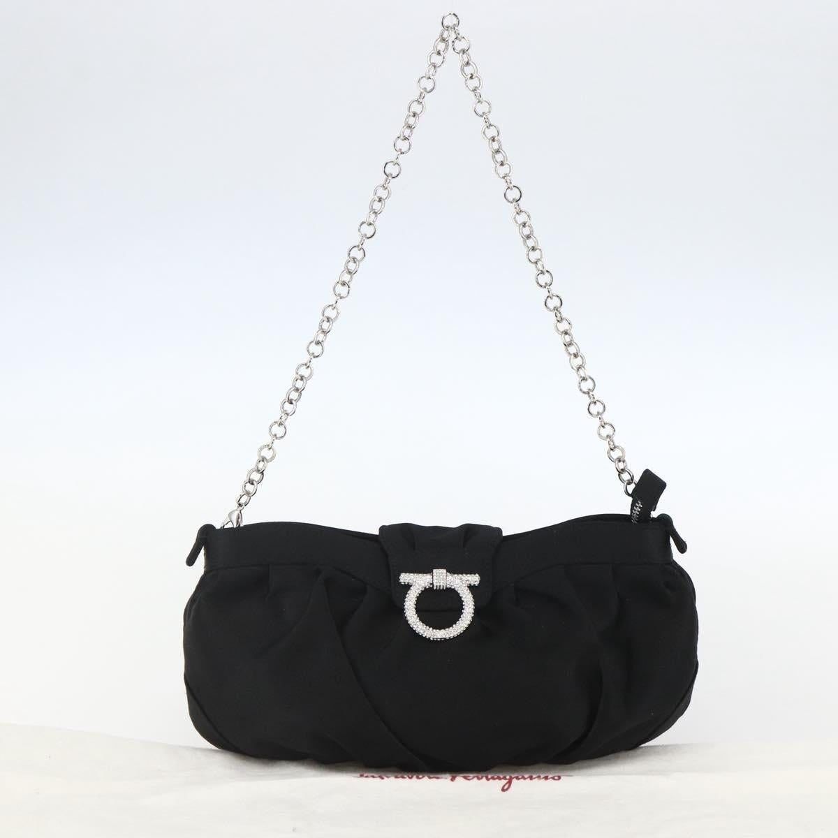 Salvatore Ferragamo Salvatore Ferragamo Satin Gancini Chain Shoulder Bag Black Size ONE SIZE - 2 Thumbnail