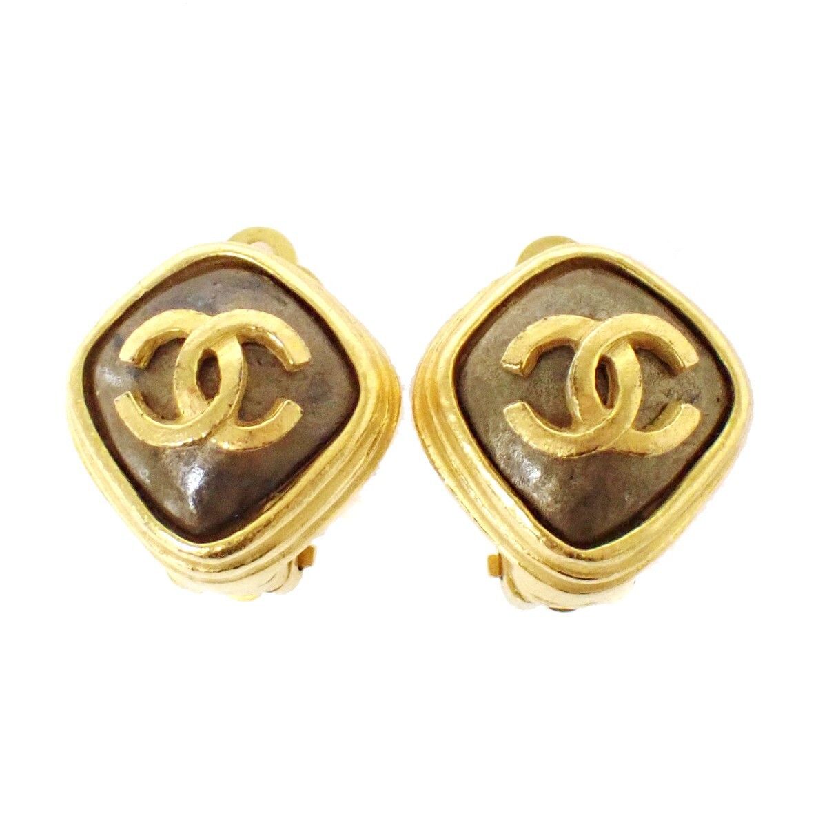 Chanel Chanel CC Clip On Earrings Metal with Resin Size ONE SIZE - 1 Thumbnail