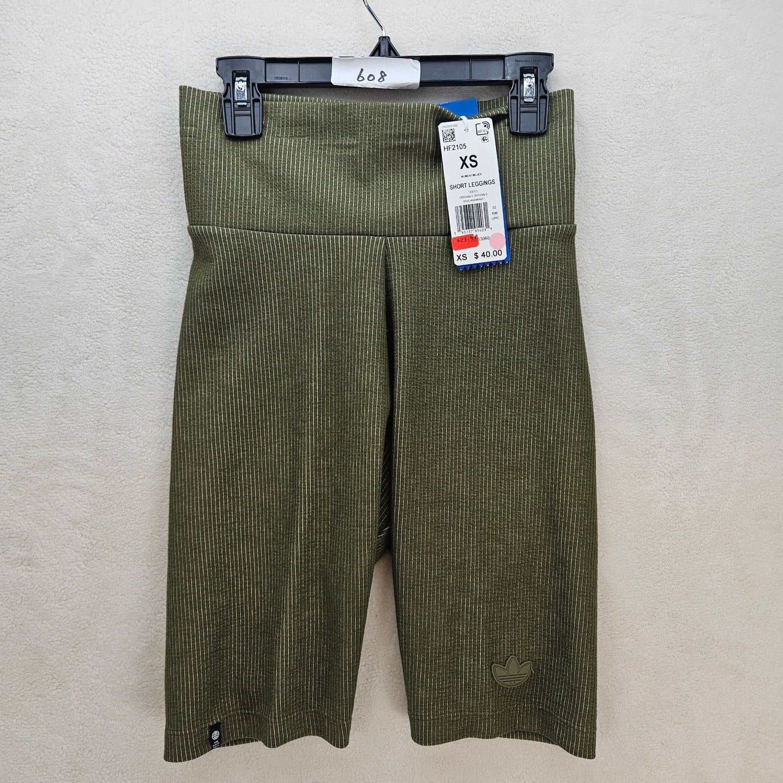 Adidas ADIDAS ORIGINAL WOMEN'S XS RIBBED OLIVE GREEN SHORT LEGGING Size 24" / US 00 / IT 34 - 1 Thumbnail