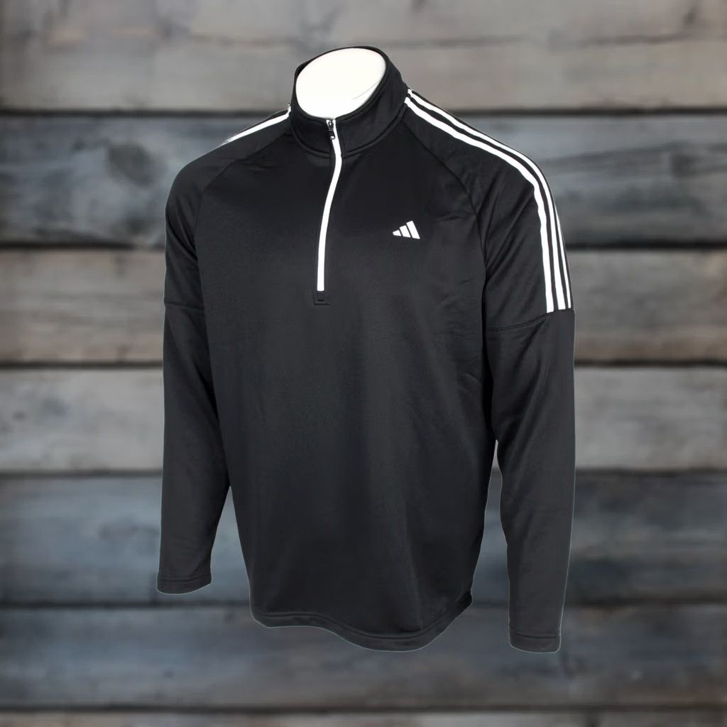 Adidas Adidas Men's 1/4 Zip Pullover French Terry 3 Stripe XL Black ADVS20R736 Size US XL / EU 56 / 4 - 1 Thumbnail