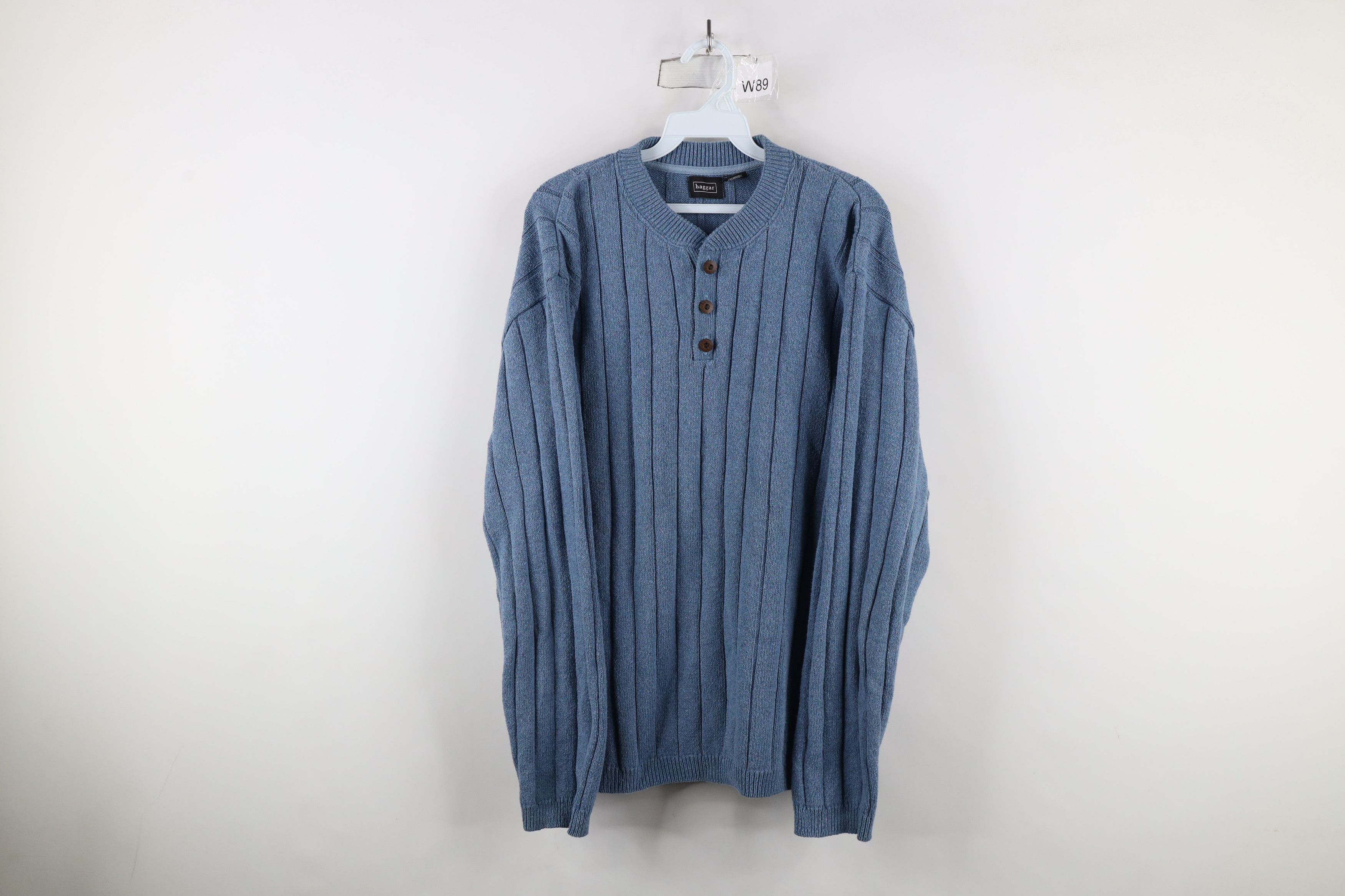 Vintage Vintage 90s Streetwear Ribbed Knit Henley Pullover Sweater Size US XXL / EU 58 / 5 - 1 Thumbnail