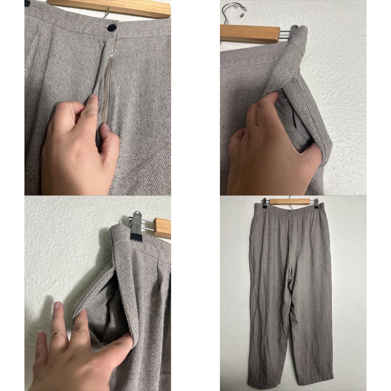 Vintage VINTAGE Pappagallo Beige Pants Womens Size 16 Herringbone Cotton Polyester 31x27 Size 38" / US 16 / IT 52 - 8 Thumbnail